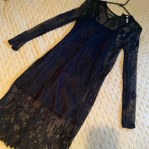 Xhilaration Black Lacey long sleeve dress Size XS